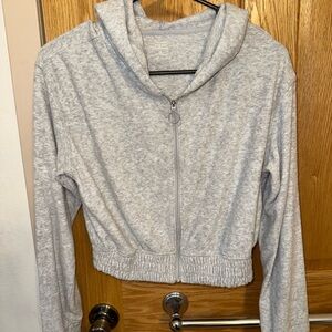 Gillyhicks Grey crop hooded zip up